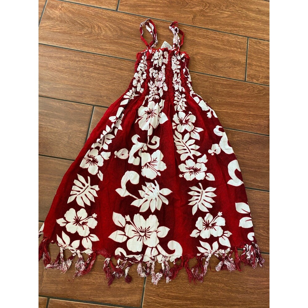 New Bali batik sundress kid summer red sz 5-6